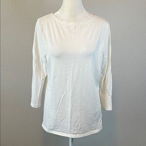 Jones New York 3/4 Sleeve Boatneck TShirt White Size Large Petite